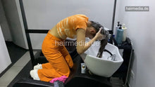 Load image into Gallery viewer, 1189 orange AlinaR in salon shampoostation self forward over backward station