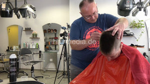 1197 Redleatherguy by Nico 2 head shave buzzcut in red PVC