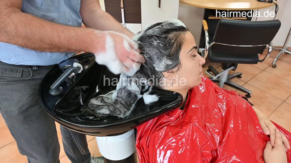 3002 Sinem thick and long hair ASMR extrem long  backward salon shampooing by Barber