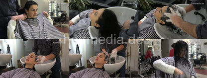 385 Shqiponje pampering backward salon hair wash by barber shampooing thick italian hair