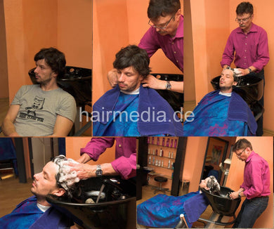 279 long haired Timo by barber 3 backward wash 7 min HD video for download