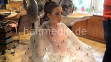 Load image into Gallery viewer, 4007 AngelikaM 1 highlighting torture thick curly long hair in white pvc cape silent salon