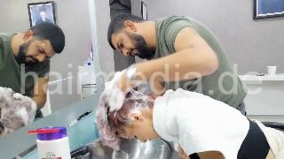 526 young purple readhead forward wash by strong male turkish barber