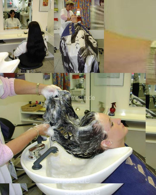611 Katharina 1 longhair teen shampooing by white apron barberette