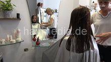 Load image into Gallery viewer, 6191 27 AlinaK teen thick hair wetcut after shampoo in large heavy pvc velcroclosure cape