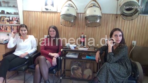6196 Marija 1 in summerdress backward salon observed shampooing by barber