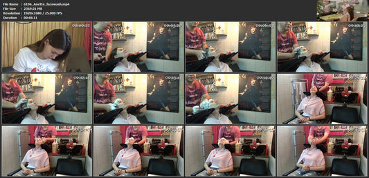 6196 Anette hair ear and face shampooing by barber