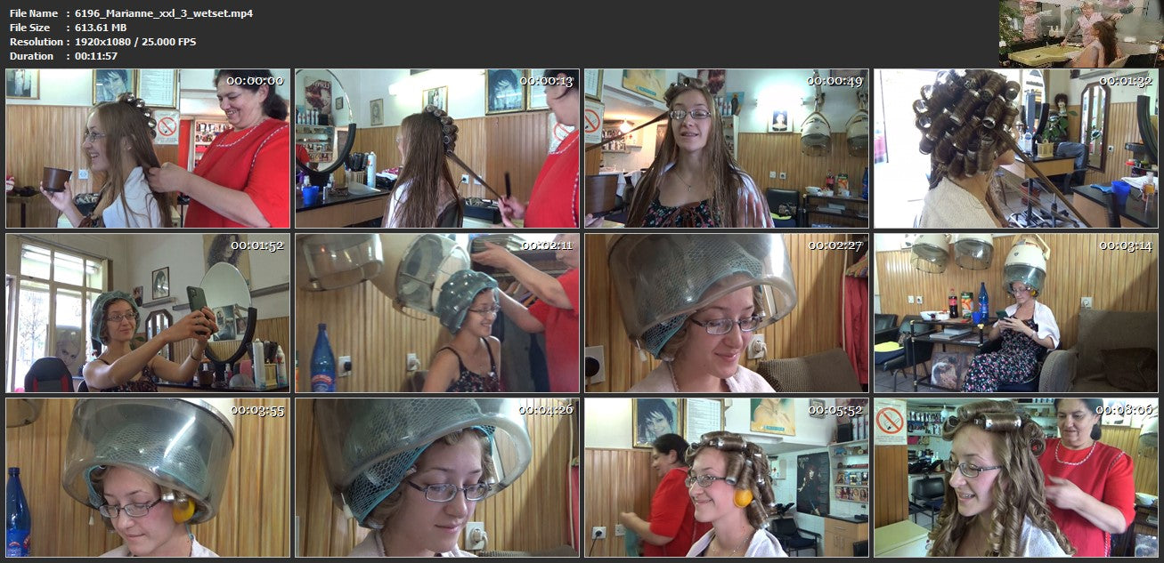 6196 Marianne XXL hair 3 wet set ear protected in glasses