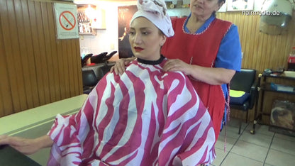 6196 Mimmy 2 blonde haircut and smoking wet set on metal rollers