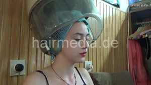 6196 Minie hair 2 wet set in metal rollers and earprotectors and hairnet by mature barberette