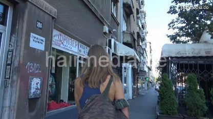 6196 SarahB 1 teen backward salon shampooing by barber in short pants