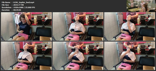 6196 Sophie backward hair and face and ear shampooing by barber