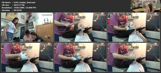 6196 Sophie backward hair and face and ear shampooing by barber
