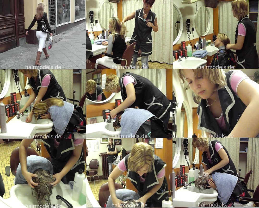 654 Salon Gloria Berlin AngeliqueD complete  shampoo and wet set 33 min video for download