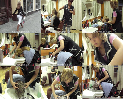 654 Salon Gloria Berlin AngeliqueD complete  shampoo and wet set 33 min video for download