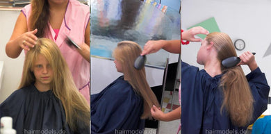 677 1 long hair brushing of a young girl