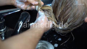 7200 blonde lady complete perm by Ukrainian barber