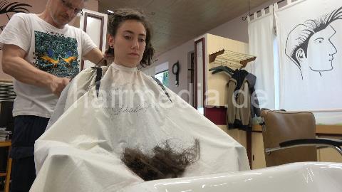 MelanieC 1 drycut by old barber in barbershop