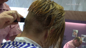 8144 Jessi 2 cut by barber haircut in barberchair by truckdriver Berlin Wedding