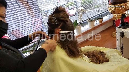 8158 MarieM 2105 1 dry haircut in large yellowcape tie closure  TRAILER