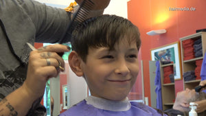 8160 07 young boy Zoya in Leatherpants controlled haircut