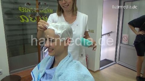 8400 Amy headshave in barbershop by female barber JelenaB