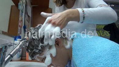 8400 Tany 3 forward shampoo head hair ear and face in barberchair