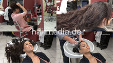 Load image into Gallery viewer, 9087 09 hairdresser VanessaM in the bowl backward shampoo by barber