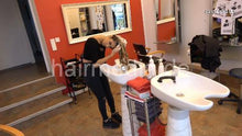 将图片加载到图库查看器，9091 Barberette Zoya XXL hair salon forward over backward sink self shampooing