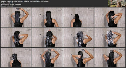 9093 02 [ASMR] Long Black Hair Wash  Long Haired Filipina Wash Day
