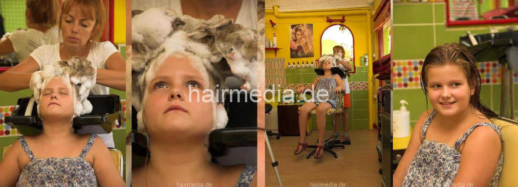 9133 Miljana 3 young girl firm backward shampoo hairwash