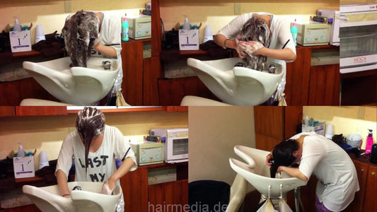986 Young asian barberette self hairwash