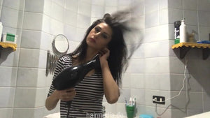 1147 hair dryer ASMR self blow dry zebra