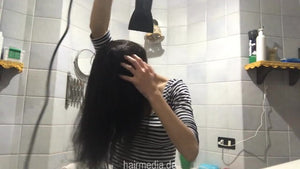 1147 hair dryer ASMR self blow dry zebra