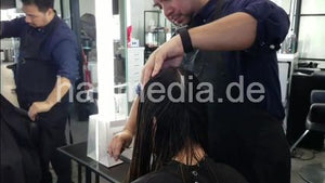 1216 ASMR Womans haircut in salon by barber