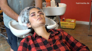 1172 AlinaR 1 long thick hair backward salon shampoo by barber ASMR richlather