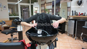 1171 Amal barberette red skirt self forward over backward salon sink shampooing
