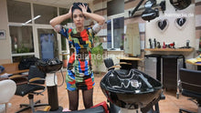 Cargar imagen en el visor de la galería, 1171 Amal barberette self forward over backward salon sink shampooing in black nylons