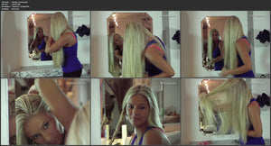 198 Amalia long blonde hair in salon 1 hairplay combing brushing, braids