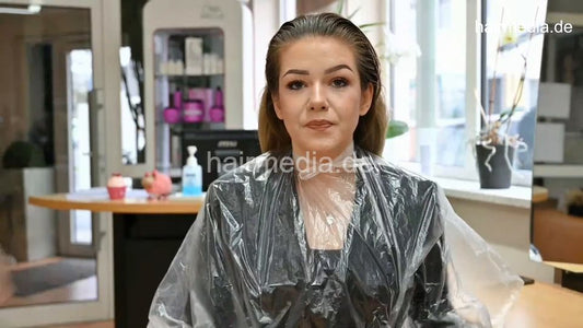 1050 230115 Antonija and MichelleH caping, shiny cape tie closure haircut private livestream
