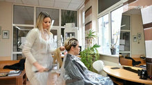 Cargar imagen en el visor de la galería, 1050 230115 Antonija and MichelleH caping, shiny cape tie closure haircut private livestream
