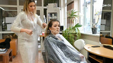 Cargar imagen en el visor de la galería, 1050 230115 Antonija and MichelleH caping, shiny cape tie closure haircut private livestream