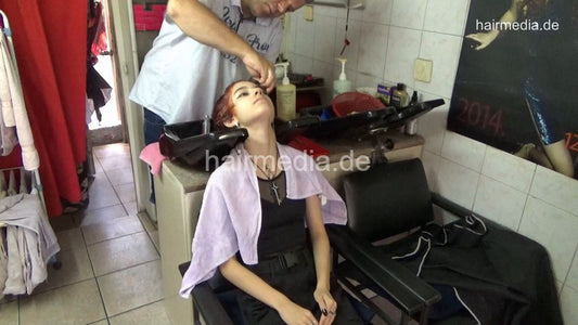 4120 Daughter Bojana 4 red teen girl shampoo by barber