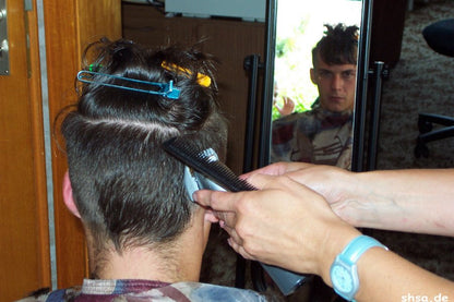 238 3 young males by barberette cut and buzz at home