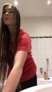 1080 LauraC 200605 self forward over tub wash and brush 7 min HD video for download