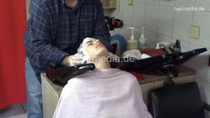 6212 IvanaK wetset 1 backward hair face and ear wash by barber
