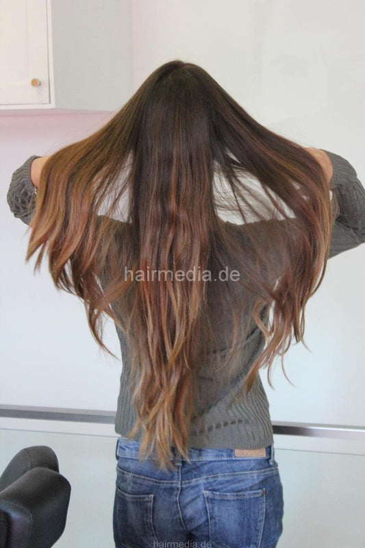 342 Teen Catarina long thick hair 1st salon visit ever, backward salon shampooing hairwash