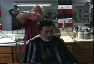 204 JW1 US barbershop shampoo and haircut by barber MTM