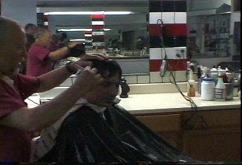204 JW1 US barbershop shampoo and haircut by barber MTM
