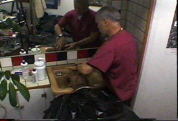 204 JW2 US barbershop shampoo and haircut by barber MTM